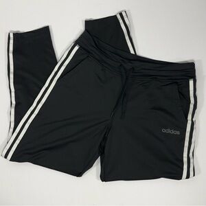 Tapered Adidas Climalite Black Polyester 3-Stripe Track Pants Size M Medium